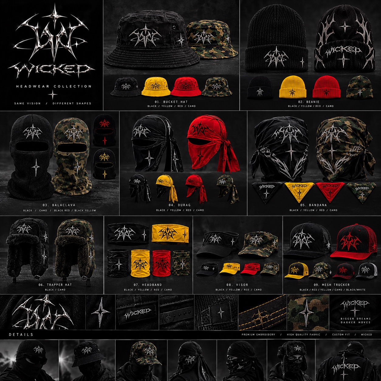 NOTHING BUT WICKED headwear collection moodboard